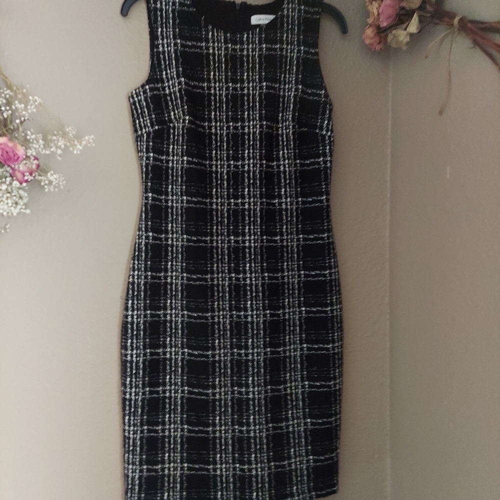 Perfect for Winter into Spring Calvin Klein Black and White Plaid Dess